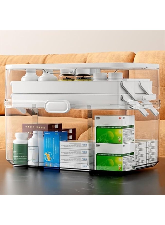 DUNISO 3-Tier Portable Medicine Storage Box, Family Emergency Pill Box, Medical Organizer with Transparent Visual Design, Dustproof & Moisture-Proof, Suitable for Home&Travel Use (clear) - Image 2